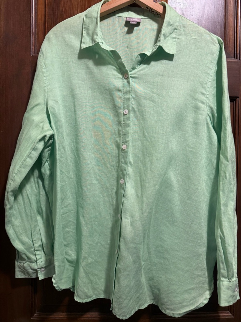 J. Jill Lime Green Linen Button-Front Shirt
